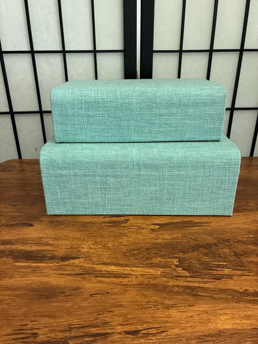 Decorative Mint Fabric Jewelry Storage Box Set - 2 Pack
